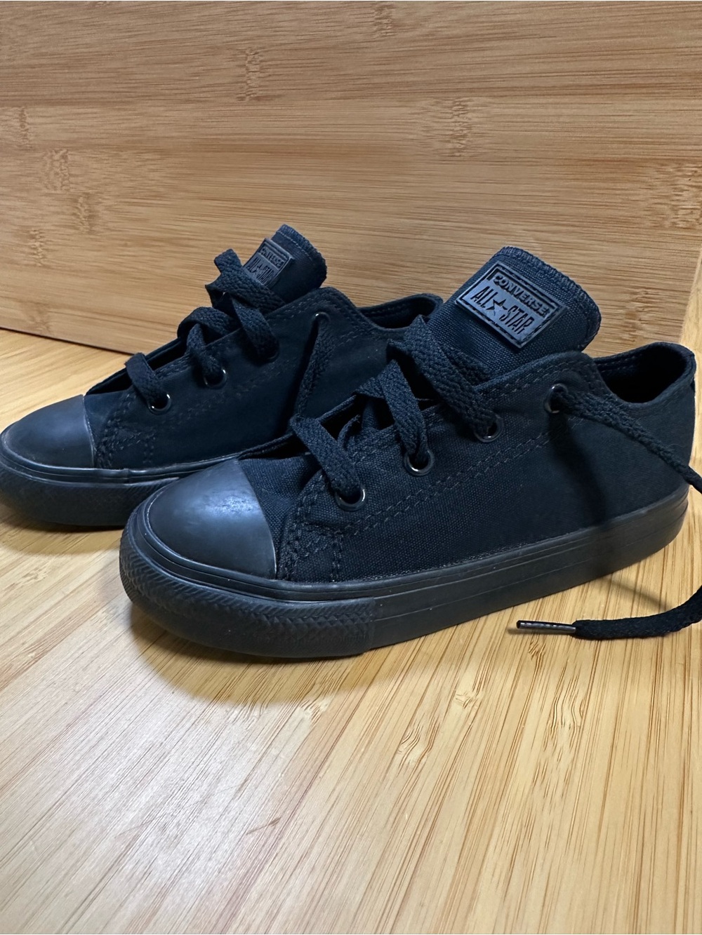 Converse Kids Black  on Black Low Top Sneakers